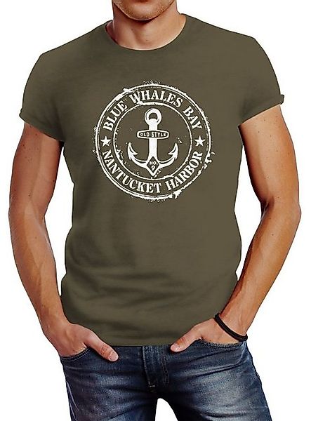 Neverless Print-Shirt Herren T-Shirt Anker Motiv maritim Retro Badge Vintag günstig online kaufen