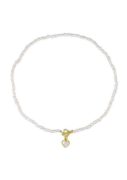 Hey Happiness Perlenkette Süßwasserperlen T-Steg Verschluss, Herz Anhänger günstig online kaufen