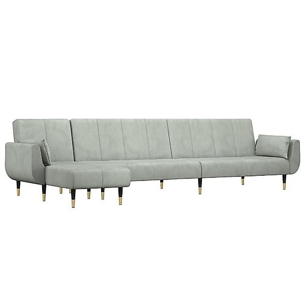 vidaXL Sofa Schlafcouch Schlafsofa in L-Form Hellgrau 275x140x70 cm Samt Ch günstig online kaufen