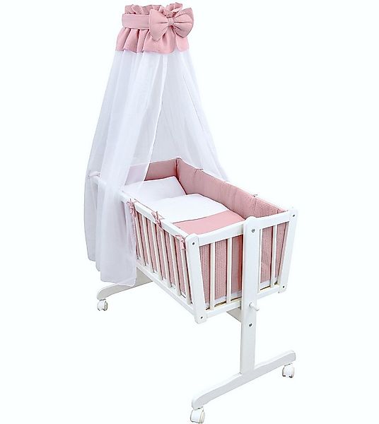 Baby-Delux Stubenbett Babywiege Komplettset Waffelpique Musselin, Schaukelw günstig online kaufen