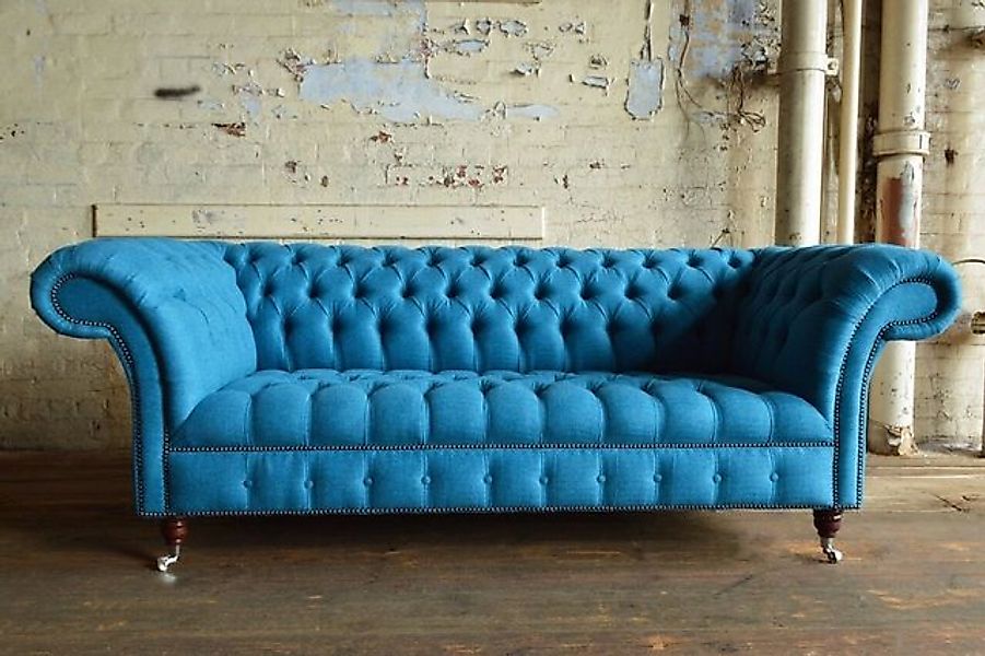 JVmoebel Chesterfield-Sofa Blau Chesterfield Textil Couch Klassische Sofa S günstig online kaufen