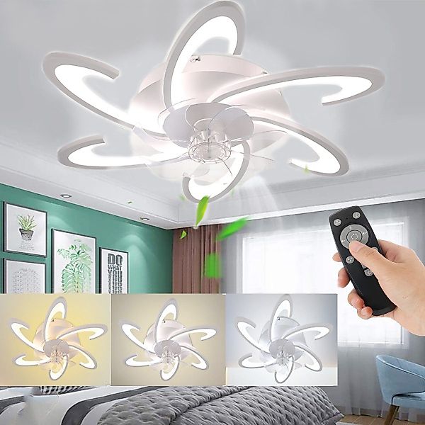 LETGOSPT Deckenleuchte Deckenventilator mit Lampe, 50W günstig online kaufen