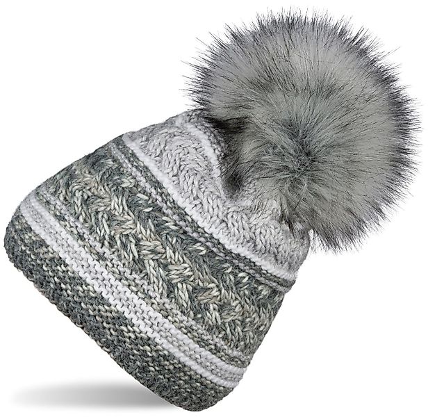 styleBREAKER Bommelmütze Strick Bommelmütze mit buntem günstig online kaufen