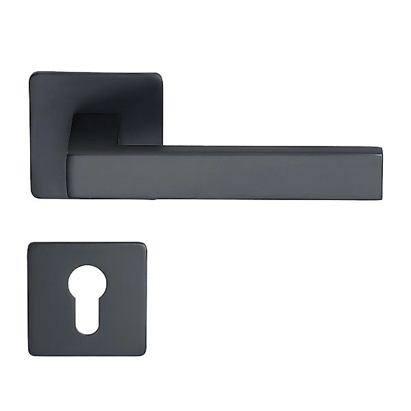 MeinTürgriff Drückergarnitur Trento Flachrosette Schwarz Türdrücker Eckig P günstig online kaufen