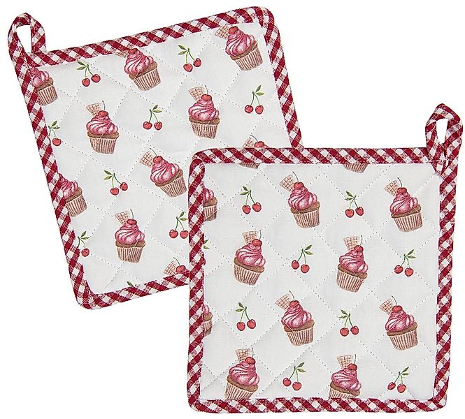 Clayre & Eef Topflappen Cherry Cupcakes, (Set, 2-tlg., 2-teilig), hitzebest günstig online kaufen