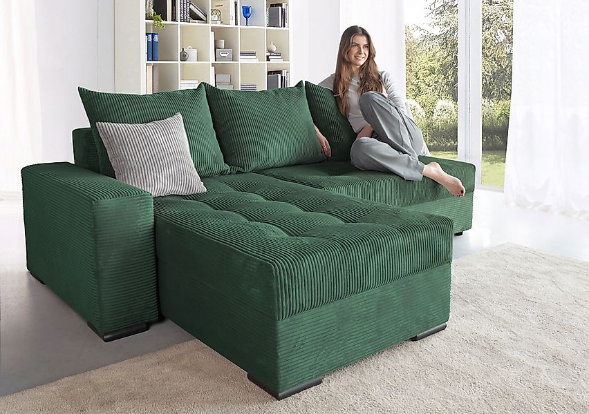COLLECTION AB Ecksofa »Josy L-Form, B: 214 cm in Cord, Cord-Mix« mit Bettfu günstig online kaufen