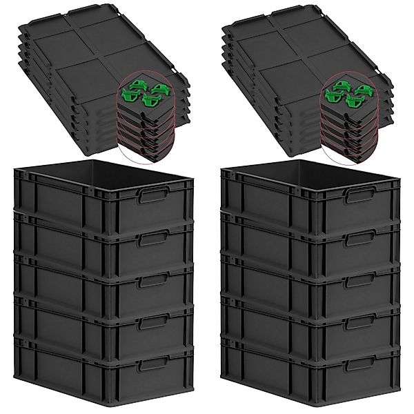 PROREGAL SparSet 10x Eurobox Nextgen Grip Mit Auflagedeckel Und Grünen Vers günstig online kaufen