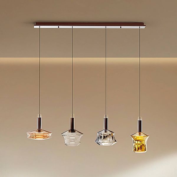 LED-Pendellampe Scarlett, bunt, Länge108 cm, Glas, 4-flg. günstig online kaufen