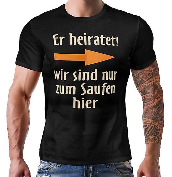 RAHMENLOS® T-Shirt für das Team beim JGA - er heiratet! Pfeil nach links günstig online kaufen