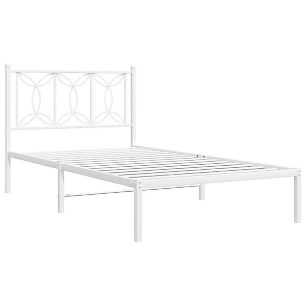 vidaXL Bettgestell mit Kopfteil Metall Weiß 107x203 cm 376173 günstig online kaufen