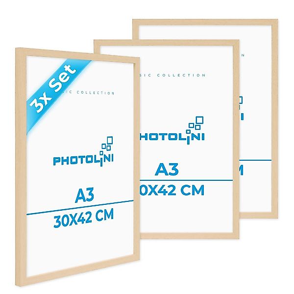 PHOTOLINI Bilderrahmen 3er Set, stabiles MDF-Holz, mit Acrylglas, extra Zub günstig online kaufen