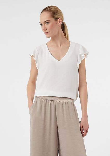 Comma Kurzarmbluse Semitransparente Viskosebluse mit Volantärmeln günstig online kaufen
