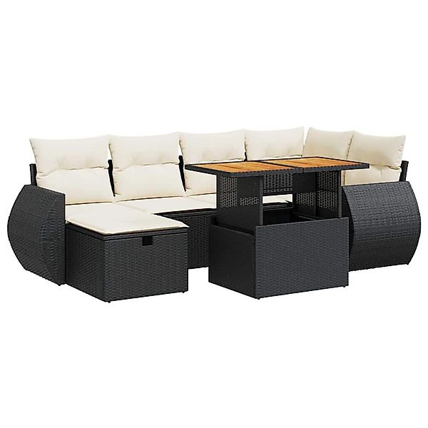 vidaXL 8-Tlg Garten-Sofagarnitur mit Kissen Schwarz Poly Rattan 3328057 günstig online kaufen
