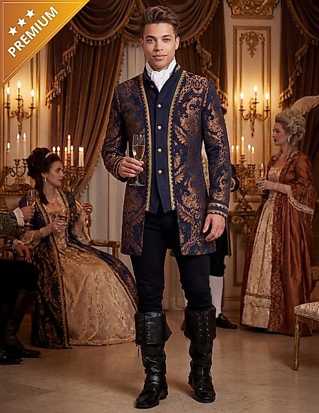 Wilbers Partyanzug Barock Gehrock Herren bestickte Luxusjacke Blau günstig online kaufen