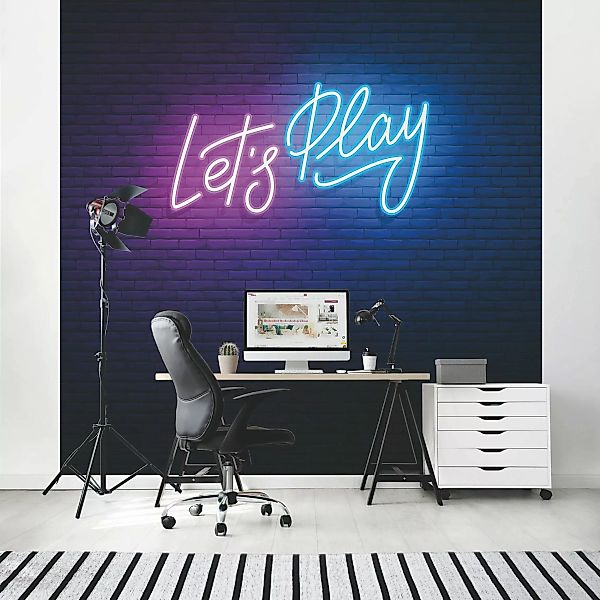 Fototapete Neon Schrift Let's Play günstig online kaufen