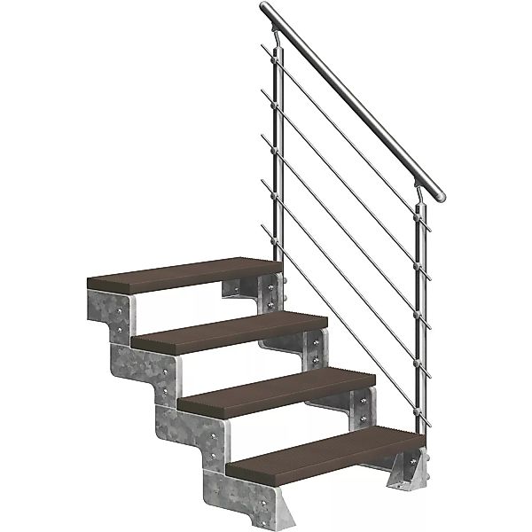Dolle Außentreppe Gardentop 6 TRIMAX-Stufen 100 cm Dunkelbraun + Geländer günstig online kaufen