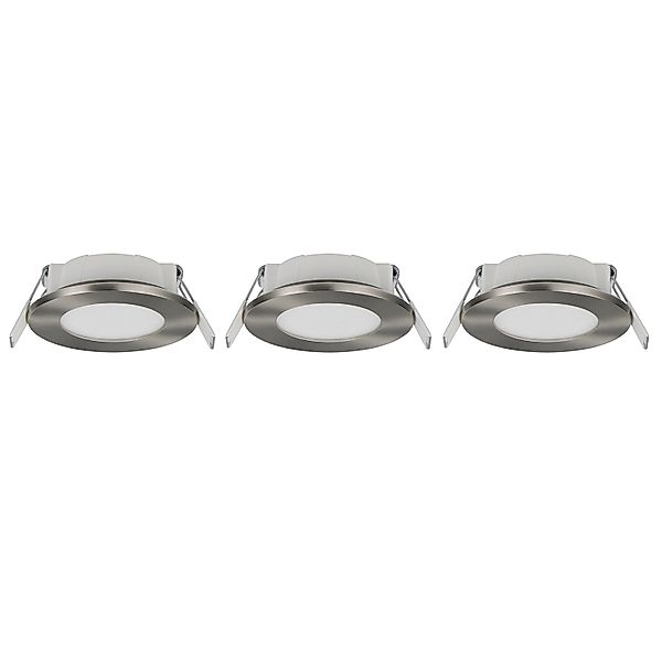 Trio LED-Einbauleuchten Himal Nickel Matt Ø 8,5 cm 3er-Set günstig online kaufen