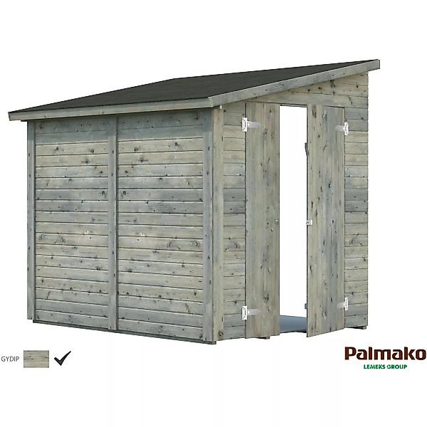 Palmako Mia Holz-Gartenhaus Grau Pultdach Tauchgrundiert 222 cm x 165 cm günstig online kaufen
