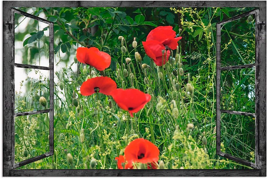 Artland Wandbild "Fensterblick - Klatschmohn", Fensterblick, (1 St.), als A günstig online kaufen