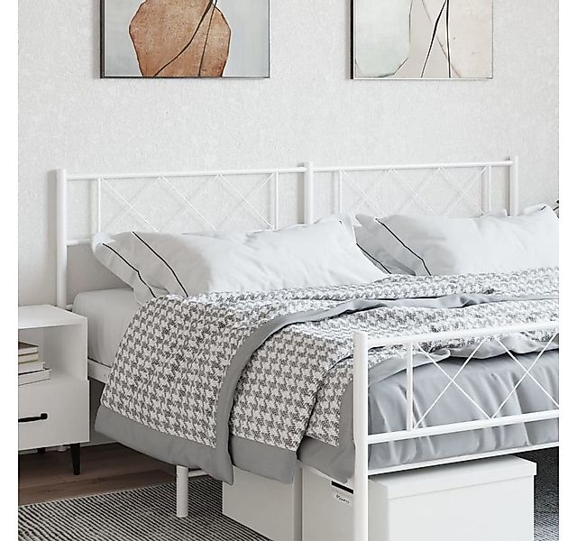 vidaXL Bett, Kopfteil Metall Weiß 200 cm günstig online kaufen