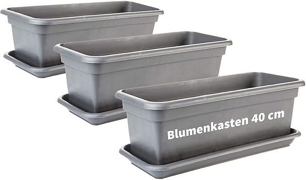 2friends Blumenkasten 3er-Pack Balkon Blumenkasten Set 40cm mit Untersetzer günstig online kaufen