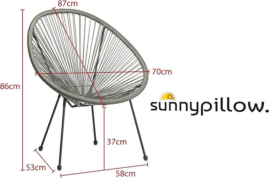 sunnypillow Gartenstuhl Acapulco, gemütlicher Loungesessel für günstig online kaufen