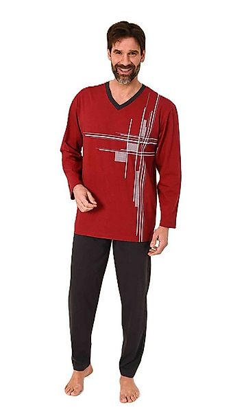 Normann Pyjama Normann Herren langarm Schlafanzug Pyjama mit eleganten Fron günstig online kaufen