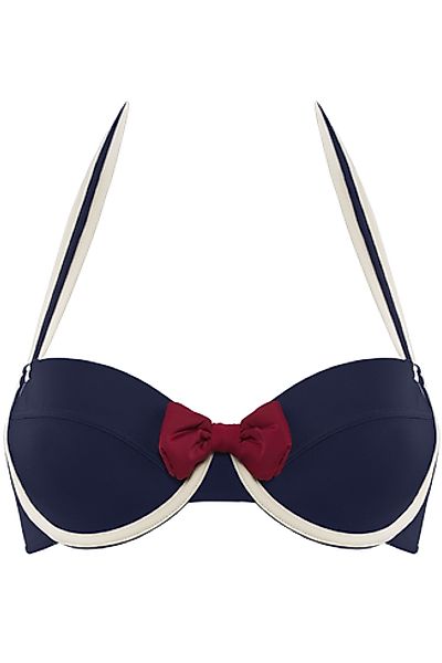 Sailor Mary Plunge Balconette Bikini Oberteil | Wired Padded Blue Ivory Red günstig online kaufen