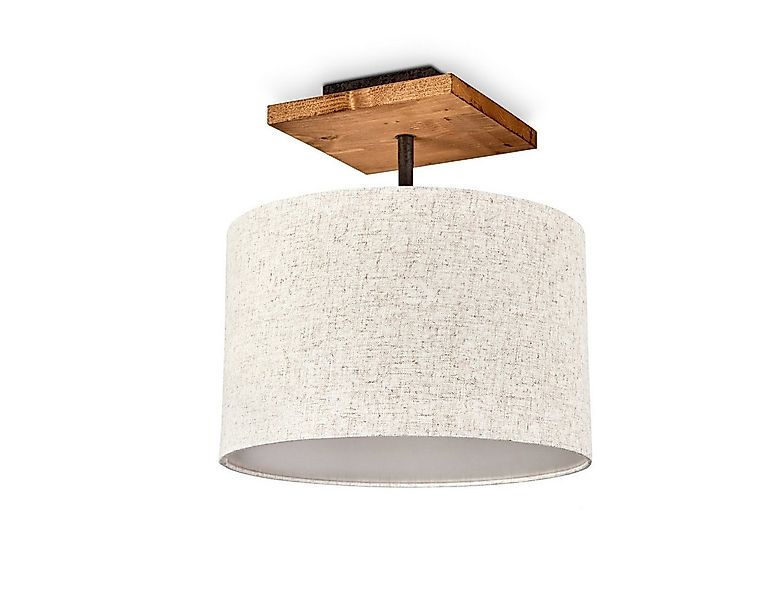 hofstein Deckenleuchte »Meolo« Deckenlampe aus Holz und Stoff in weiß/natur günstig online kaufen