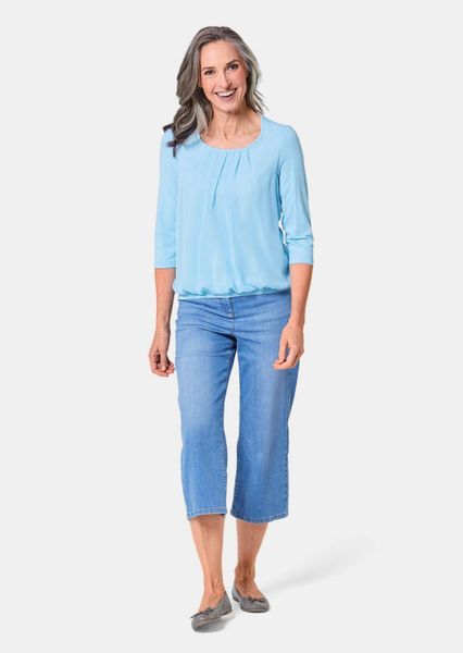 GOLDNER Kurzarmbluse Kurzgröße: Chiffon-Shirt mit 3/4-Arm, günstig online kaufen