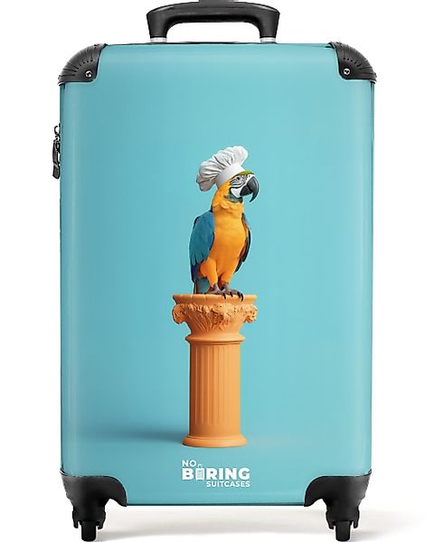 NoBoringSuitcases.com© Hartschalen-Trolley Papagei mit Kochmütze auf günstig online kaufen