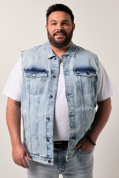 Men Plus Steppweste Men+ Jeansweste Knopfleiste günstig online kaufen