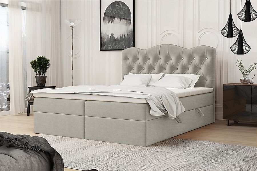 Fun Möbel Boxspringbett Schlafzimmerbett LODOS (inkl. Topper und Bettkästen günstig online kaufen