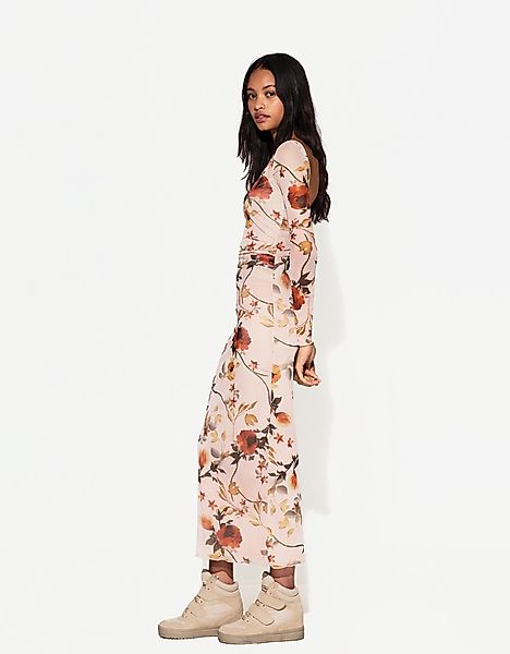 Bershka Midikleid Mit Print Damen Xs Rosa günstig online kaufen