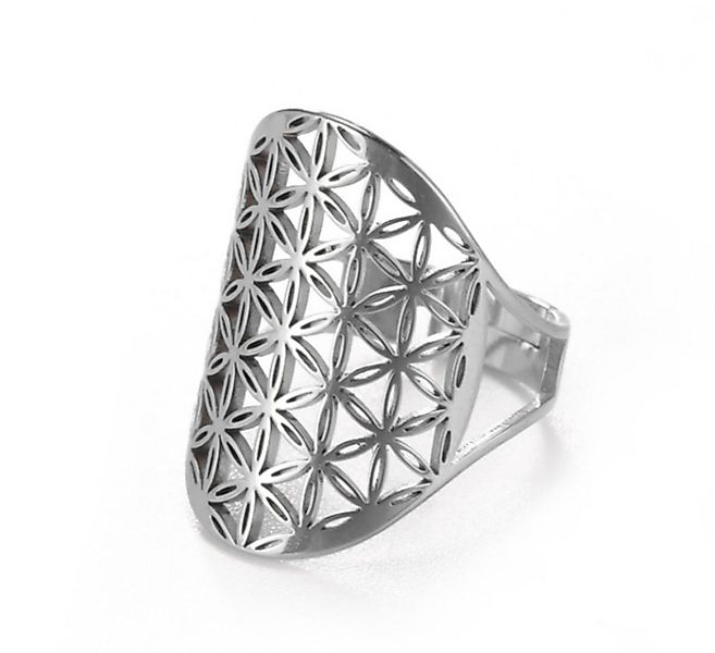 Saraswati Fingerring Ring "Blume des Lebens" Edelstahl offen verstellbar (k günstig online kaufen