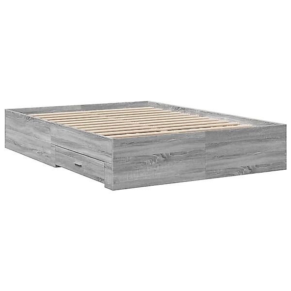 vidaXL Bettgestell mit Schubladen Grau Sonoma 120x190 cm Holzwerkstoff 3280 günstig online kaufen