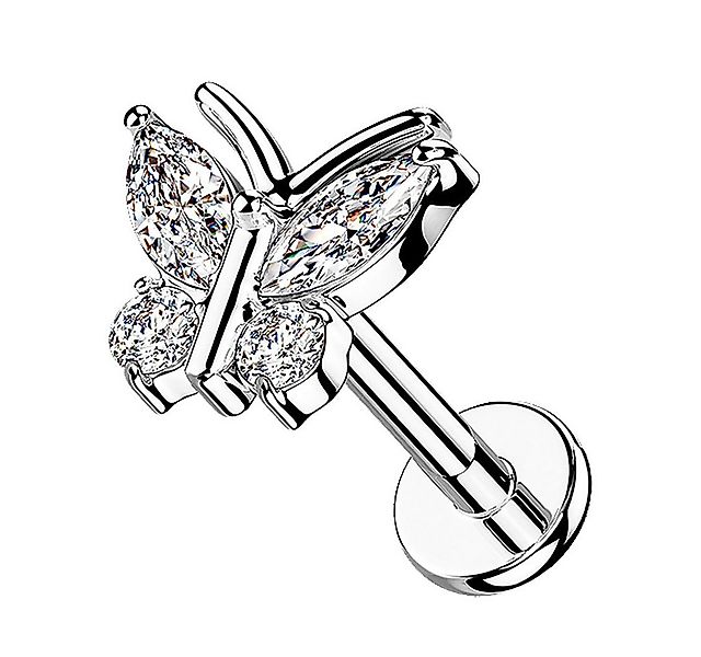 Taffstyle Piercing-Set Labret Tragus Piercing flach Zirkonia Schmetterling günstig online kaufen