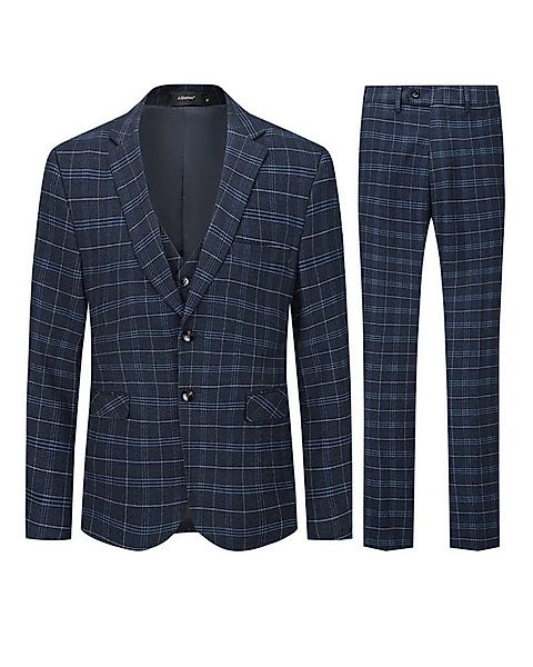 Allthemen Anzug (3 tlg) Slim Fit karierter Herrenanzug mit einem Knopf günstig online kaufen