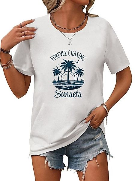 PYL Rundhalsshirt Damen Sommer Casual Bequemes T-Shirt mit Strandurlaub Pri günstig online kaufen
