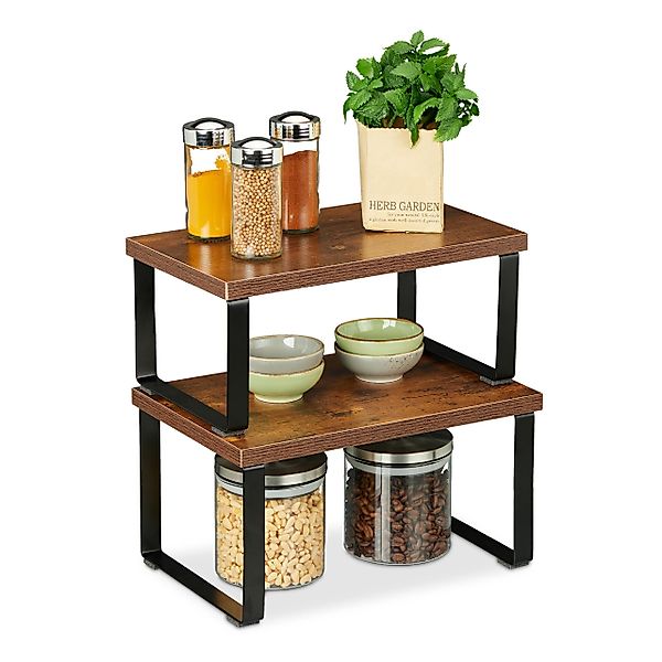 relaxdays Mehrzweckregal 2-tlg. Tischregal Set Industrial günstig online kaufen