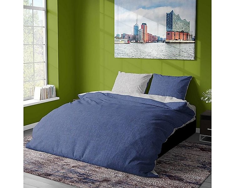 TRAUMSCHLAF Bettwäsche Melangebiber, Biber, 3 teilig, moderner Wende-Look f günstig online kaufen