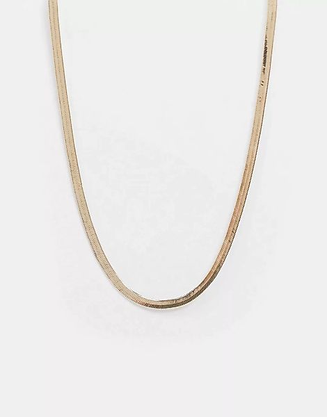 ASOS DESIGN – Goldfarbene Halskette mit Fischgrätdesign, 4 mm günstig online kaufen