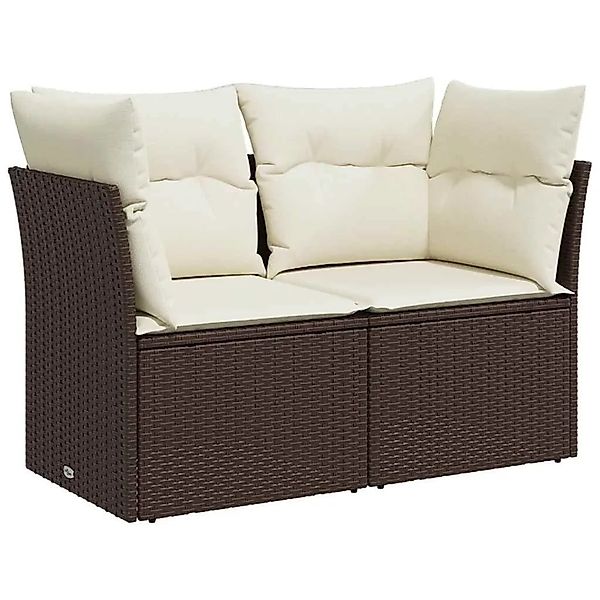 vidaXL Gartensofa mit Kissen 2-Sitzer Braun Poly Rattan 366217 günstig online kaufen