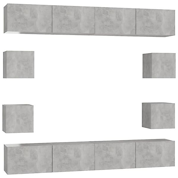 vidaXL 8-Tlg TV-Schrank-Set Betongrau Holzwerkstoff 3079069 günstig online kaufen
