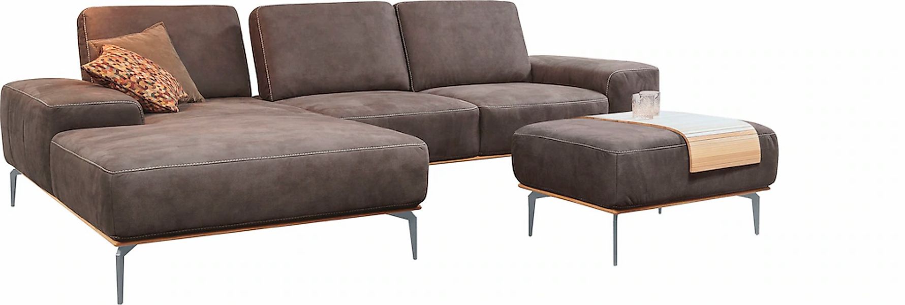 W.SCHILLIG Polsterhocker "run" mit elegantem Holzsockel, Füße in Silber mat günstig online kaufen