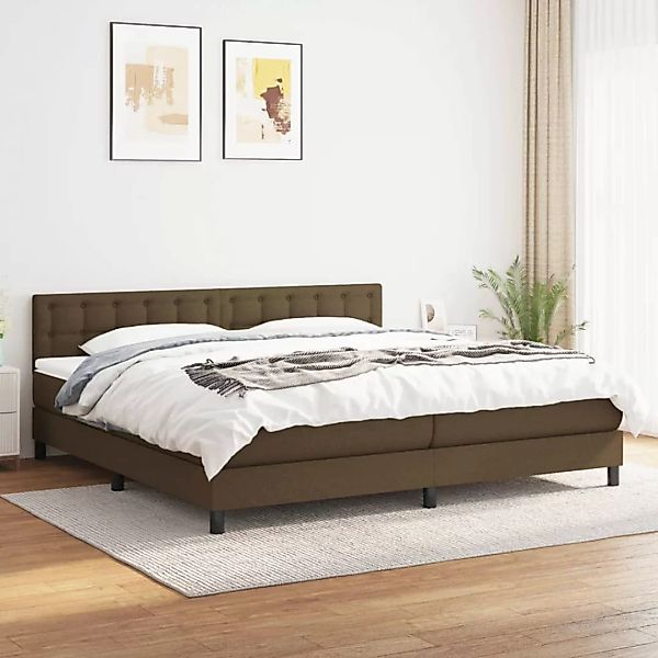 vidaXL Boxspringbett Boxspringbett mit Matratze Dunkelbraun 200x200 cm Stof günstig online kaufen