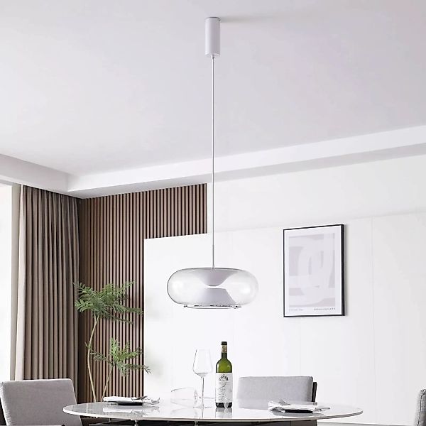 Lucande Orasa LED-Hängeleuchte, Glas, weiß/klar, Ø 43 cm günstig online kaufen