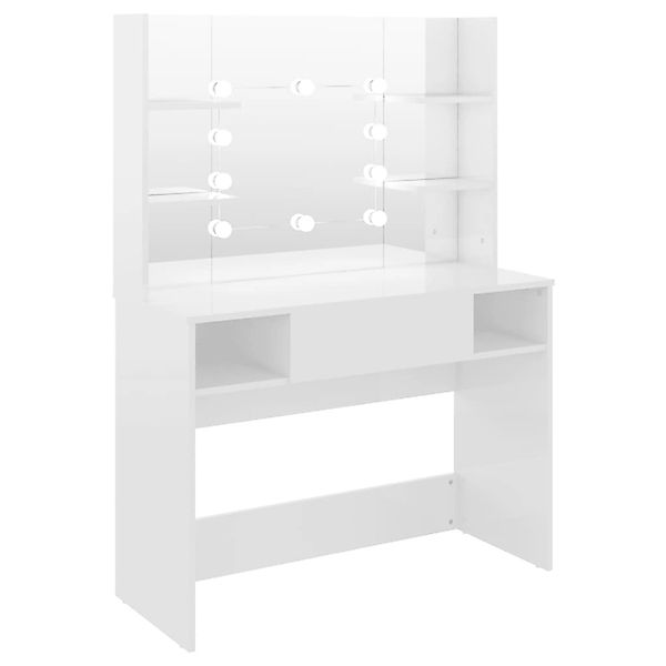 vidaXL Schminktisch LED-Beleuchtung 100x40x135 cm MDF Glänzendes Weiß günstig online kaufen
