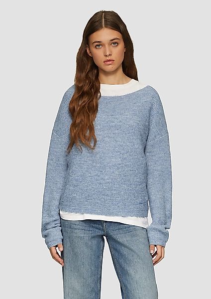 QS Strickpullover Melierter Pullover mit überschnittener günstig online kaufen