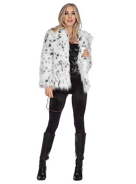 Metamorph Kostüm Weiße Kunstfelljacke mit schwarzen Flecken, Langhaar Dalma günstig online kaufen